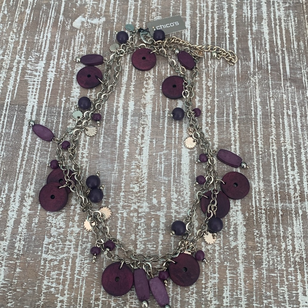 Chico’s Necklace. NWT. Purple & Gold.